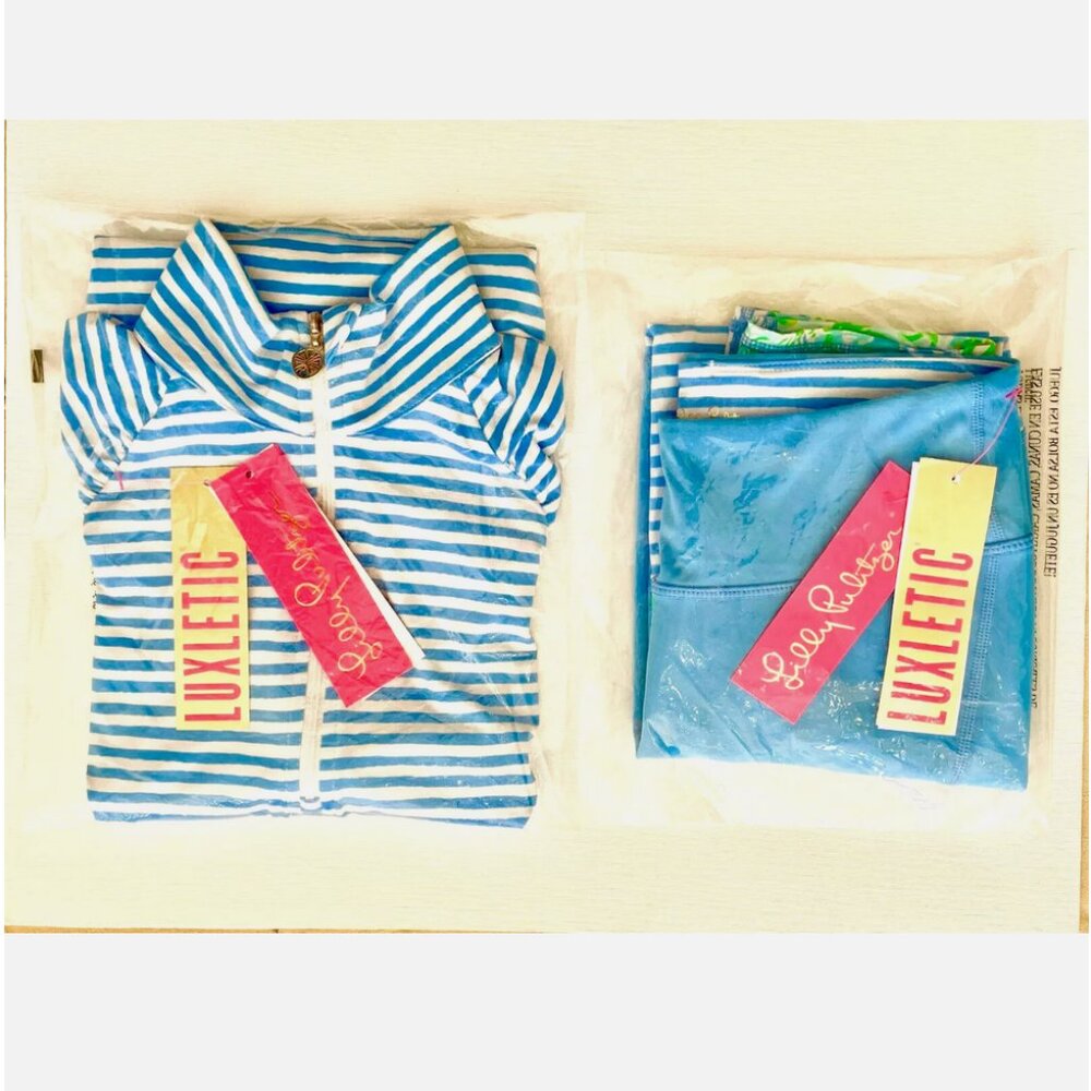 LILLY PULITZER ZANZIBAR BEACH HAPPY STRIPE JUSTINE HALF ZIP JACKET LEGGINGS XXS - Picture 15 of 15